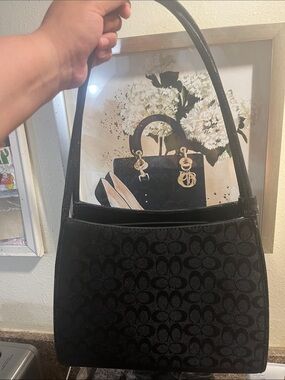 Black Patterned Shoulder Bag - Women's Everyday Purse COACH Y2K